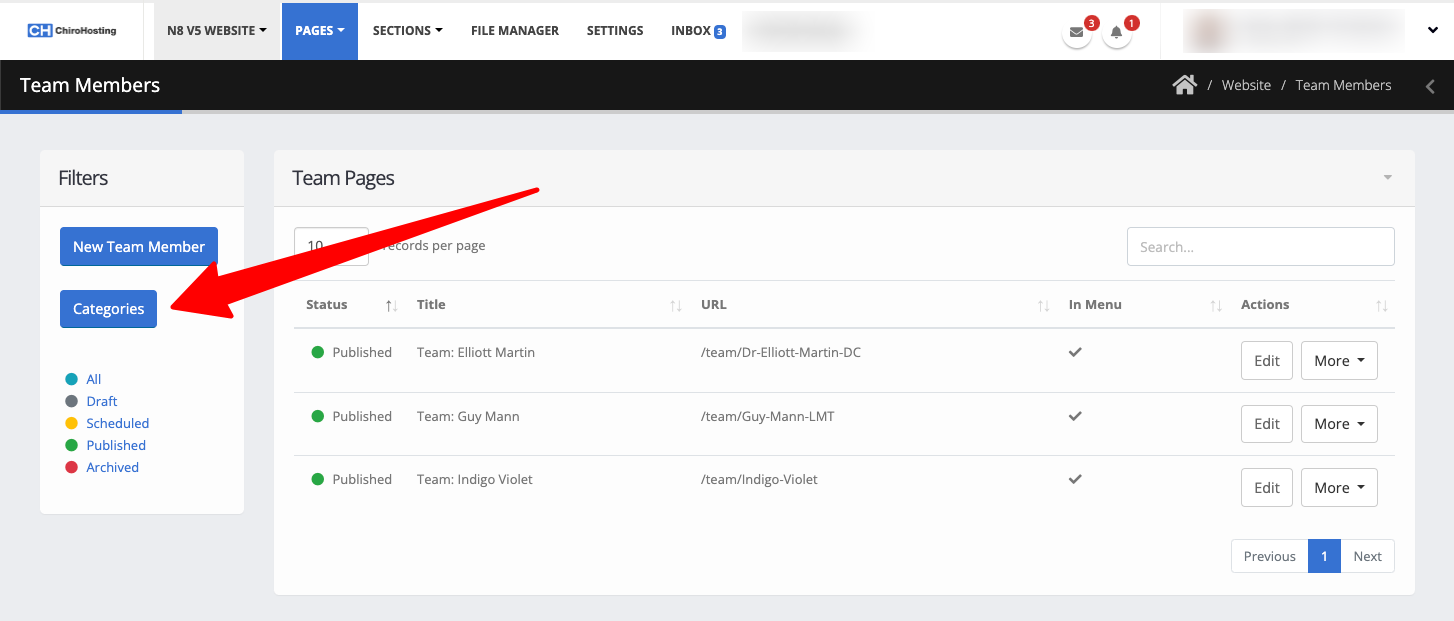 In the left sidebar, click Categories
