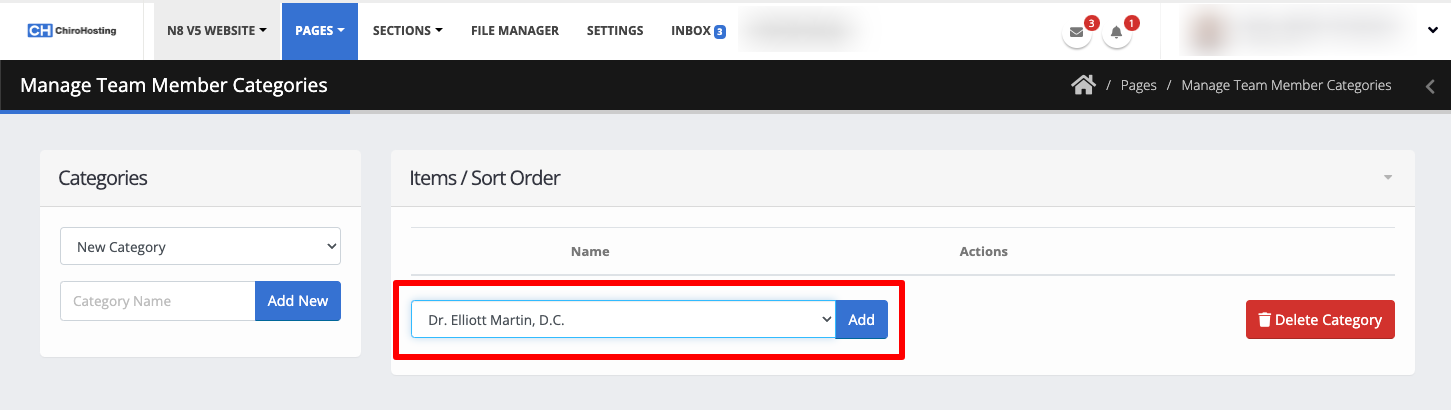 Select Team Members to add to your Category