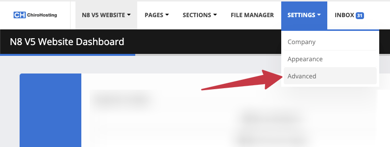 N8 Website: Settings > Advanced